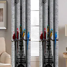 BELLA TRUE Grey & Black Set of 2 Quirky Room Darkening Window Curtain-image-94