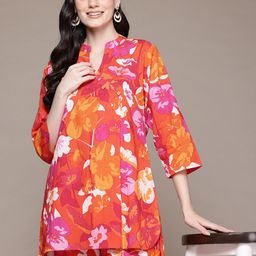 Readiprint Fashions Women Floral Printed Cotton Straight Tunic & Trousers-image-53