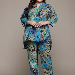 Readiprint Fashions Plus Size Printed Pure Cotton Tunic With Trousers-image-87