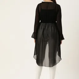 ROVING MODE Sheer Ruffled Button Shrug image 4