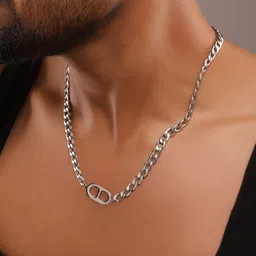 The Roadster Lifestyle Co. Men Silver-Toned Rhodium-Plated Swirl Sleek Curb Chain-image-80