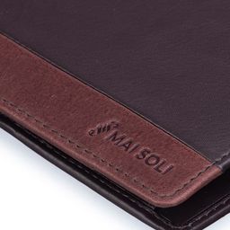 MAI SOLI Unisex Coffee Brown Solid Leather Two-Fold Passport Holder with Wallet image 4