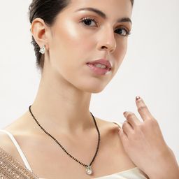 ABDESIGNS Gold-Plated Artificial Stones & Beads Mangalsutra with Earrings-11