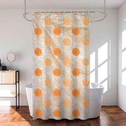 Kuber Industries Gold-Toned & Off White 2 Pieces Printed Shower Curtains-20