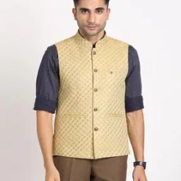 Men Patterned Slim Fit Nehru Jacket-20