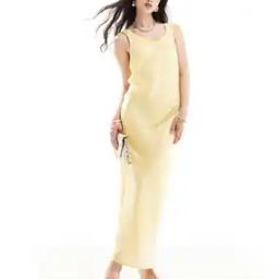 Women Bias Slip Midi Dress with Rib Neck-image-23
