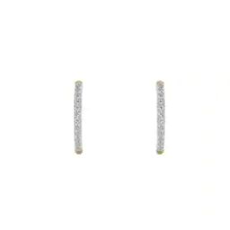 Women Yellow Gold Lab Grown Diamond-Studded Hoop Earrings-image-2