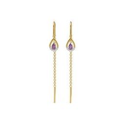 Women Yellow Gold Lab Grown Diamond-Studded Drop Earrings-image-2