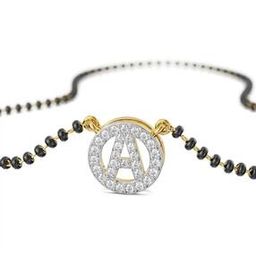 Women Yellow Gold Alphabet Lab Grown Diamond-Studded Mangalsutra-picture-47
