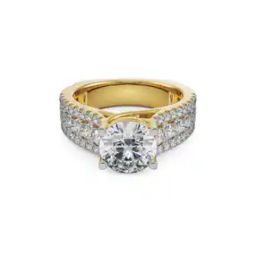 Women Yellow Gold Solitaire Band Lab Grown Diamond Engagement Ring-image-25
