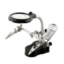 TE-801 Multi-function LED Magnifier PCB Soldering iron Stand Holder Table Magnifying glass 35X 12X w/ 2-LED Light-19