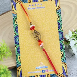 Asthetika Men Beaded Om Charm Tassel Rakhi-image-12