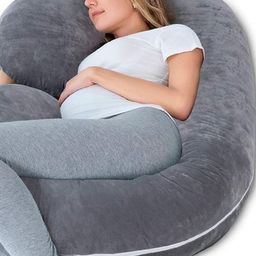 Pum Pum Grey Fibre Filled Faux Velvet Ultra Soft Maternity Pillow-image-21