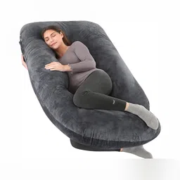 Pum Pum Black Fibre Filled Faux Velvet Ultra Soft Maternity Pillow-45