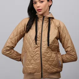 Campus Sutra Women Brown Quilted Jacket-picture-5