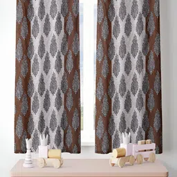 ERIC LONDON Brown & Beige 2 Pieces Ethnic Motifs Printed Room Darkening Window Curtains-image-62