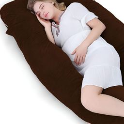 DADDY COOL Brown & White Faux Velvet Fibre Filled Breathable Maternity Pillow-image-15