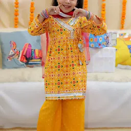 BownBee Girls Printed Regular Pure Cotton Kurti with Trousers & With Dupatta-picture-46