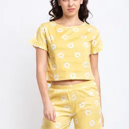 Boston Club Women Yellow & White Printed Night suit-image-18