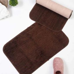 hosta homes Brown Solid Polyester 16 x 24 Inches Anti Skid Door Mat-picture-5