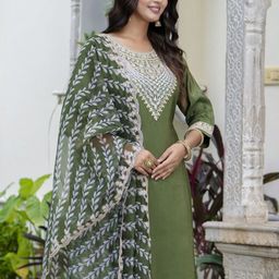 VredeVogel Women Ethnic Motifs Embroidered Regular Sequinned Kurta with Trousers & With Dupatta-image-49