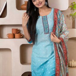WEAVLLITE Bandhani Printed Sequinned Kurta With Trousers & Dupatta-image-27