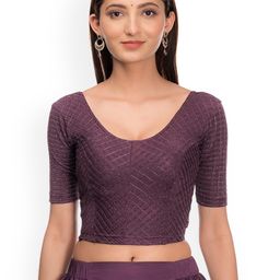 Bindigasm's Advi Zari Stripes Stretchable Readymade Saree Blouse-image-76