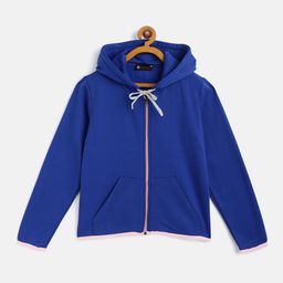 Belle Fille Kids Blue Solid Fleece Lightweight Tailored Jacket-image-100