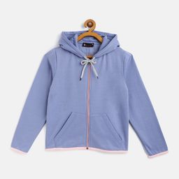 Belle Fille Kids Blue Solid Fleece Lightweight Tailored Jacket-image-95
