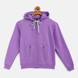 Belle Fille Kids Purple Solid Fleece Lightweight Tailored Jacket-image-62