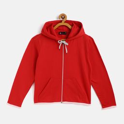 Belle Fille Kids Red Solid Fleece Hooded Sweatshirt-picture-25