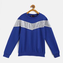 Belle Fille Unisex Kids Blue Embellished Sweatshirt-image-30