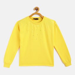 Belle Fille Girls Yellow Embellished Round Neck Sweatshirt-image-22