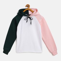 Belle Fille Kids White & Black Colourblocked Hooded Sweatshirt-image-86