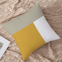 STITCHNEST Yellow & Grey Colourblocked Square Cushion Covers-19