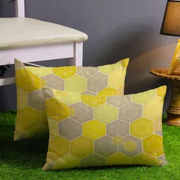 STITCHNEST Yellow & Grey Set of 2 Ethnic Motifs Rectangle Cushion Covers-22