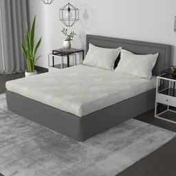 ROSARA HOME Olive Green & White Floral 144 TC Queen Bedsheet with 2 Pillow Covers-image-37