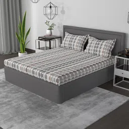 ROSARA HOME Grey & Off White Geometric 144 TC Queen Bedsheet with 2 Pillow Covers-image-43