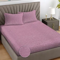 FABINALIV Pink Striped 300 TC King Bedsheet Set 2.50 m x 2.25 m-image-95