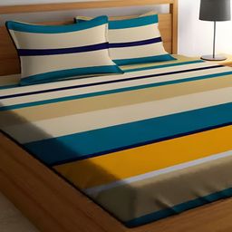 Supreme Home Collective Yellow & Green 144 TC Double King Bedsheet with 2 Pillow Covers-image-22