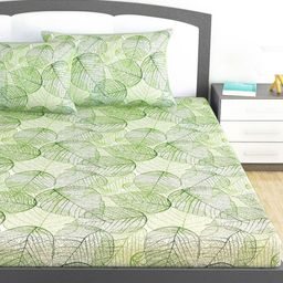 Divine Casa Green 144 TC King Bedsheet with 2 Pillow Covers-image-14