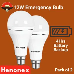 henonex Pack of 2 – 12W LED Backup Emergency Bulbs for Home 2 hrs Bulb Emergency Light-picture-25