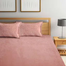 FABINALIV Peach 300 TC Woollen King Fitted Bedsheet & 2 Pillow Covers 2.50 m x 2.25 m-image-80