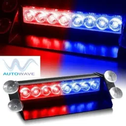 Waterproof 8 LED Red Blue Police Flashing Light for Universal All Cars | Flasher Light | Emergency Warning Lamp Multi color Flash Light for Car Dash Dash Light Car, Truck, Van LED (12 V, 35 W)-15
