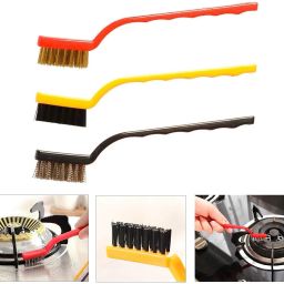 Mini Wire Brush with Brass, Nylon, Stainless Steel Bristles for Cleaning Handle Scratch Brush-1
