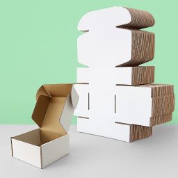 Self-Locking Box Craft Paper Mini Shipping Boxes – 4x4x1.5 White Corrugated Cardboard Compact Mailer Packaging Box-28