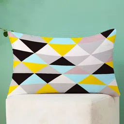 STITCHNEST Set of 2 Yellow & White Geometric Rectangle Cushion Covers image 2