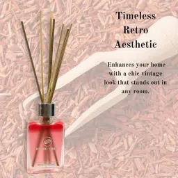 retro vibes Sandalwood Reed Diffuser with 7 Bamboo Stick for Home, Bath & Bedroom Pack of 1, Diffuser Set image 3