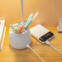 akr Powerful Rechargeable LED Touch On/Off Switch With Mobile/Pen Stand Desk Lamp Table Lamp image 2