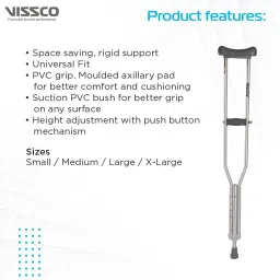 vissco ASTRA UNDER ARM CRUTCHES (PAIR) P.C.NO.0905 SIZE S,M,L,XL Leg Support Crutch Pad image 3